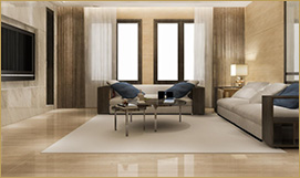 Vitrified Ceramic Flooring In The Living Room, Bedroom, And Kitchen