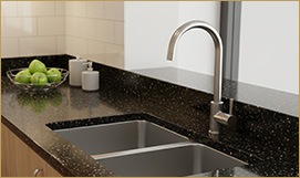 Granite Kitchen Platform With Stainless Steel Sink Provision For Exhaust Fan Point