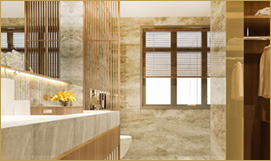 Designer Tiles Upto Beam Level In Bathrooms