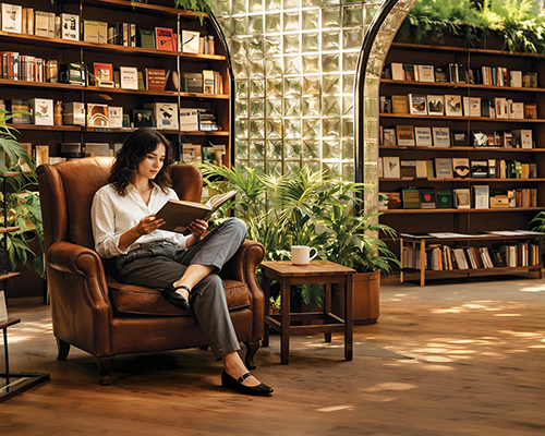 Curated Library & Reading Lounge